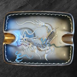 Vtg Ashtray Dragon-Ware Moriage Porcelain Japanese